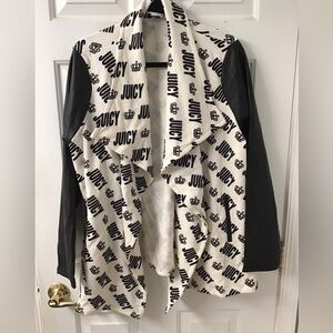 JUICY COUTURE NWT SZ XXL OPEN FRONT CARDIGAN FAUX LEATHER SLEEVES